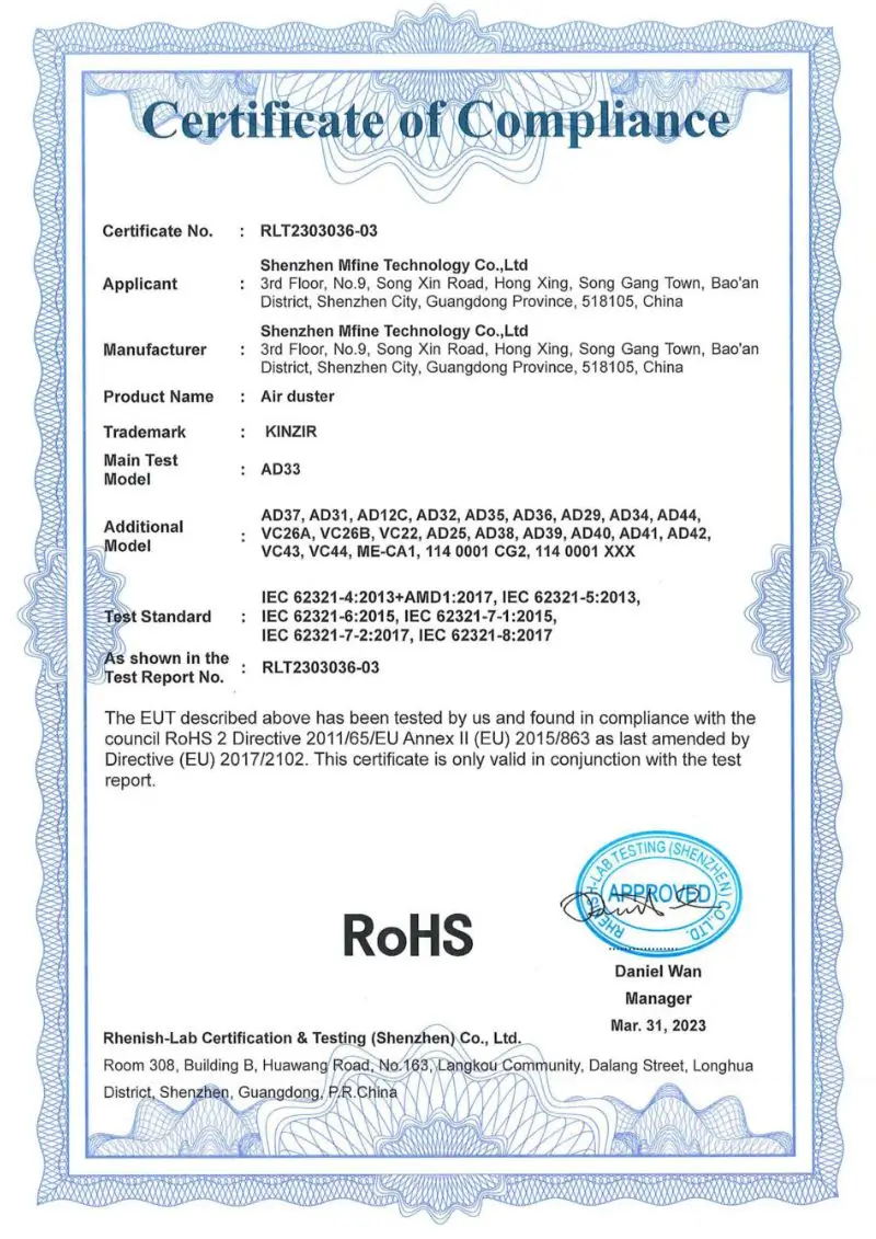 Kinzir-air-duster-Certificate-of-Compliance-RoHS-2-Directive.webp