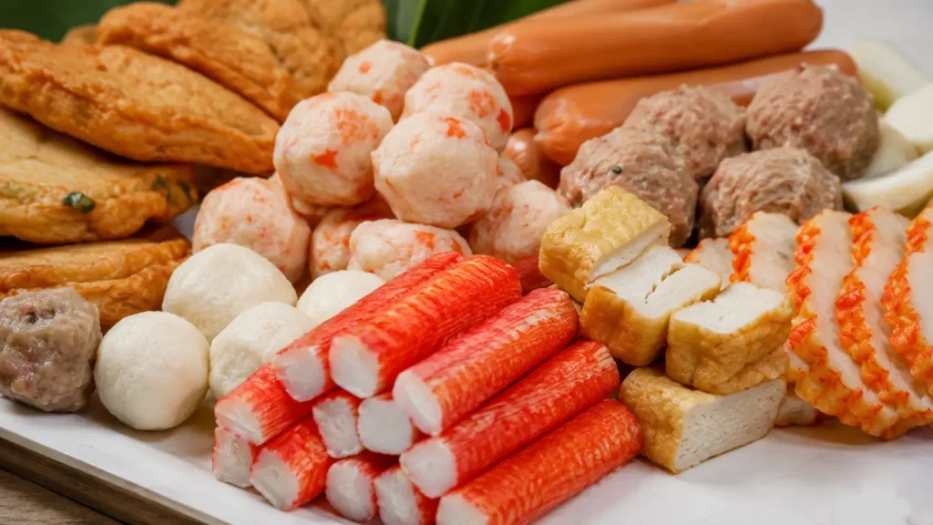 High gel curdlan gum application for meat and seafood products such as surimi, imitation crab sticks, fish balls, seafood tofu, sausages and meatballs