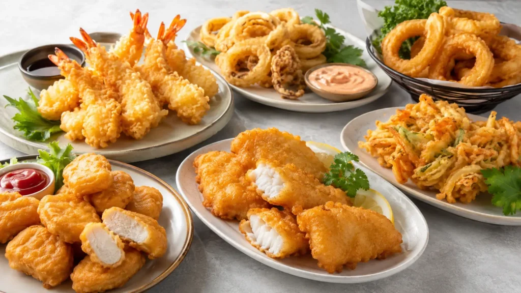 High gel strength curdlan gum powder application for coatings and batters in fried chicken, tempura shrimp, fried fish, onion rings and crispy foods
